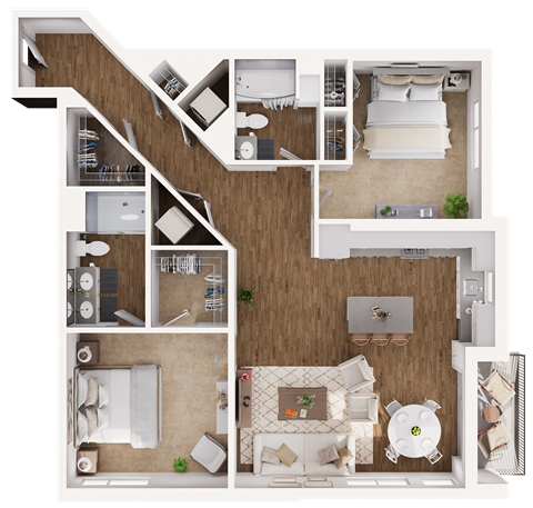 Chrysanthemum Floor Plan at Hamilton at Eagleview, featuring 2 bedrooms, 2 bathrooms, and spacious living areas in Exton, PA 19341